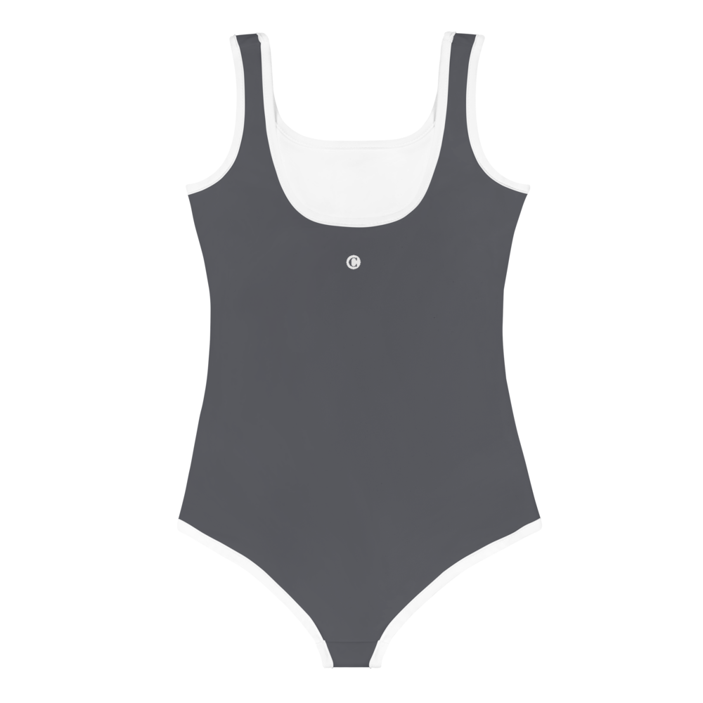 Michigan Upper Peninsula Toddler Swimsuit (w/ UP USA Flag) | Iron Ore Grey