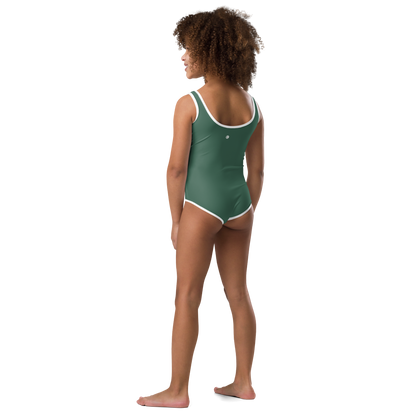 Michigan Upper Peninsula Toddler Swimsuit (w/ UP USA Flag) | Ginger Ale Green