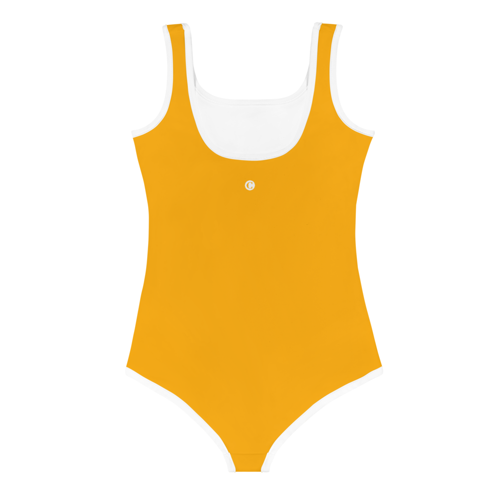Michigan Upper Peninsula Toddler Swimsuit (w/ UP USA Flag) | Birch Leaf Orange