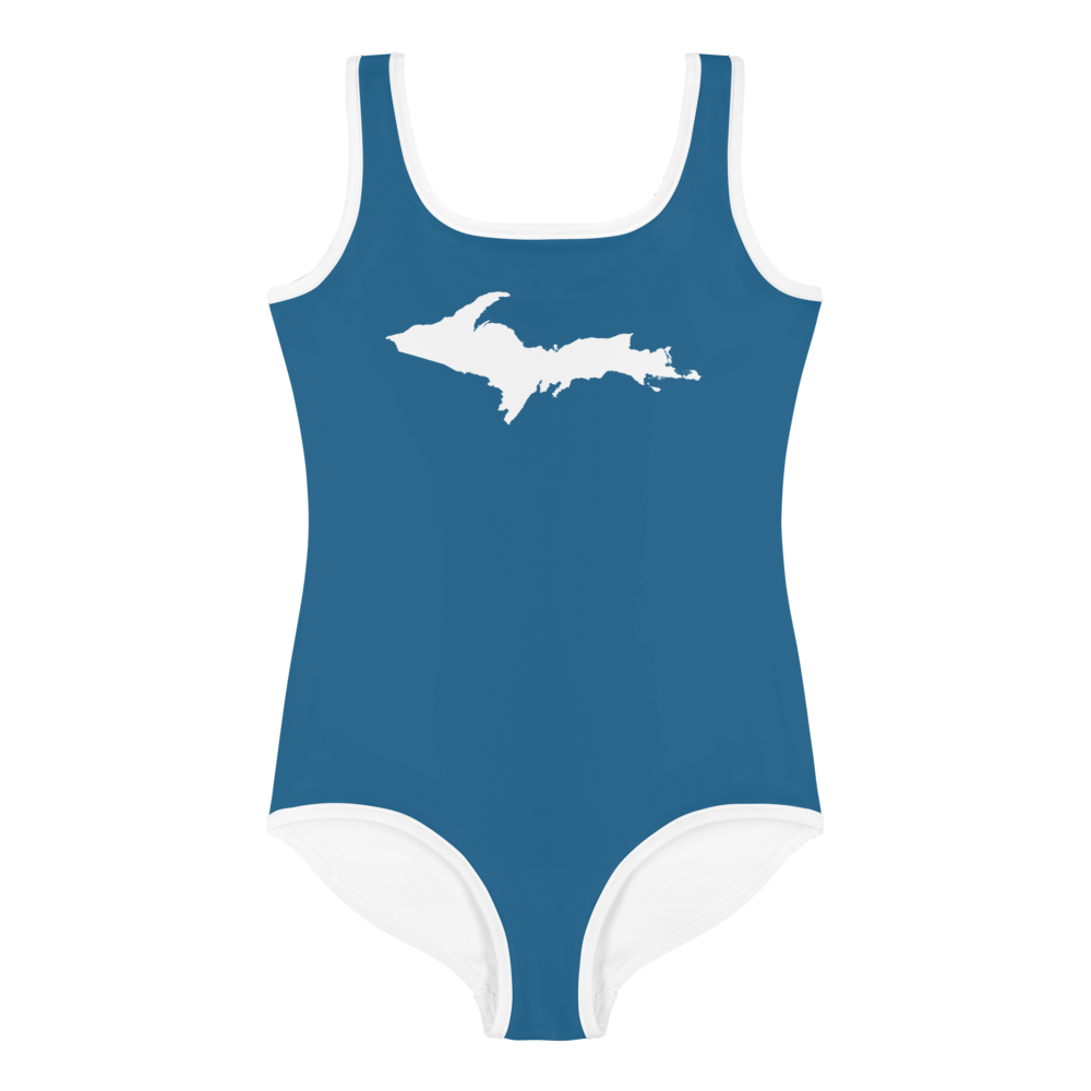 Michigan Upper Peninsula Toddler Swimsuit (w/ UP Outline) | Blueberry