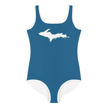 Michigan Upper Peninsula Toddler Swimsuit (w/ UP Outline) | Blueberry