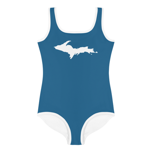 Michigan Upper Peninsula Toddler Swimsuit (w/ UP Outline) | Blueberry