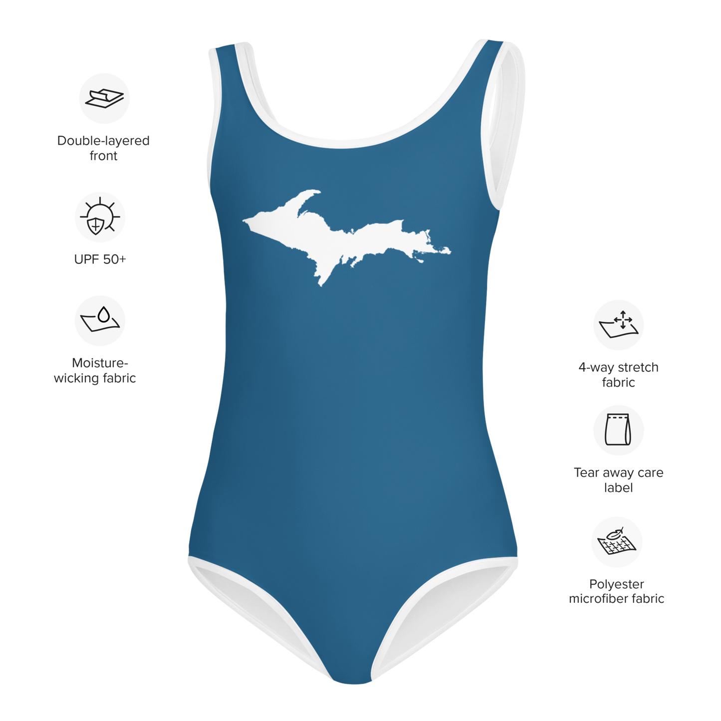 Michigan Upper Peninsula Toddler Swimsuit (w/ UP Outline) | Blueberry