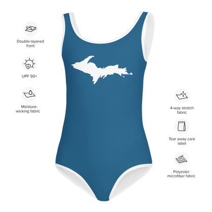 Michigan Upper Peninsula Toddler Swimsuit (w/ UP Outline) | Blueberry