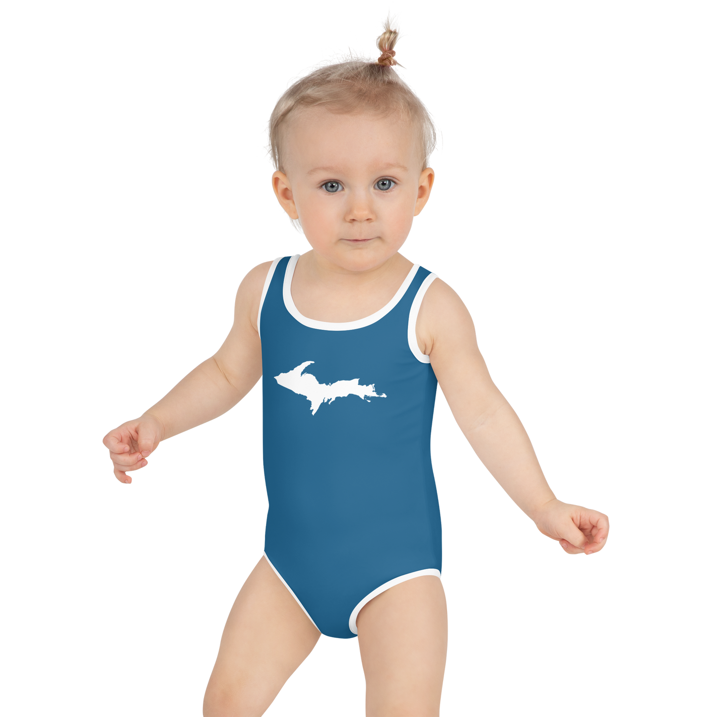 Michigan Upper Peninsula Toddler Swimsuit (w/ UP Outline) | Blueberry