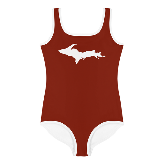 Michigan Upper Peninsula Toddler Swimsuit (w/ UP Outline) | Cherryland Red