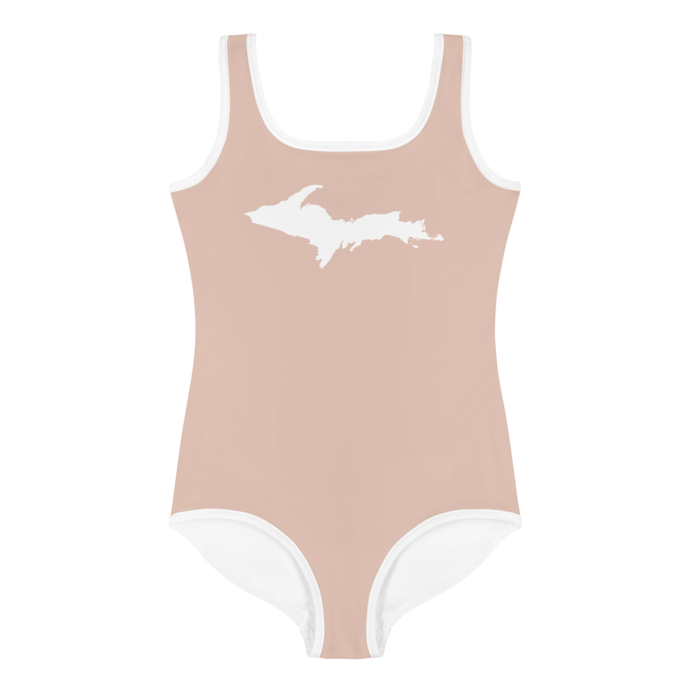 Michigan Upper Peninsula Toddler Swimsuit (w/ UP Outline) | Rose Gold