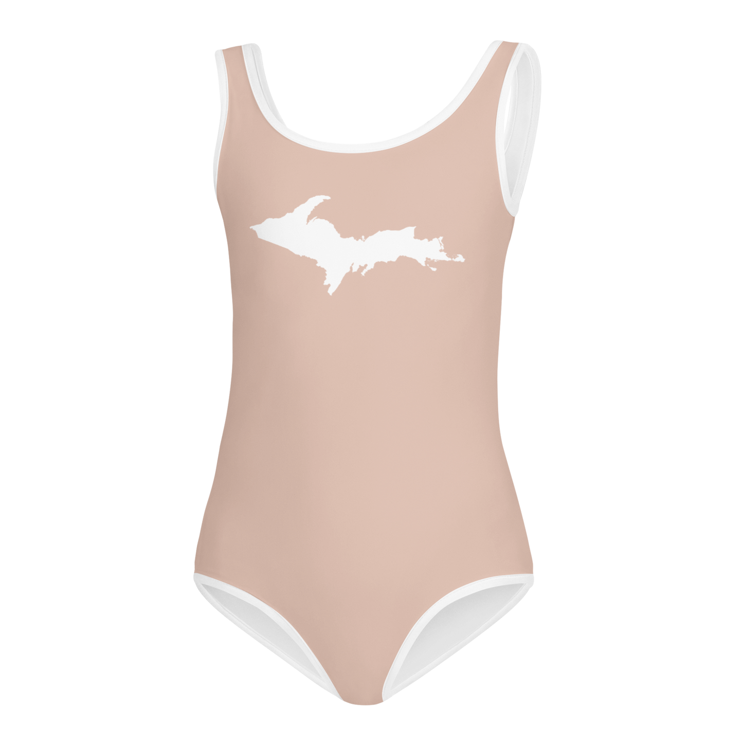 Michigan Upper Peninsula Toddler Swimsuit (w/ UP Outline) | Rose Gold