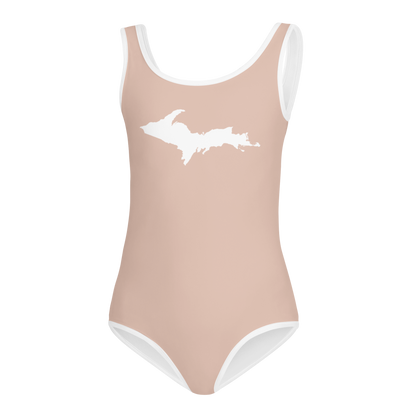 Michigan Upper Peninsula Toddler Swimsuit (w/ UP Outline) | Rose Gold