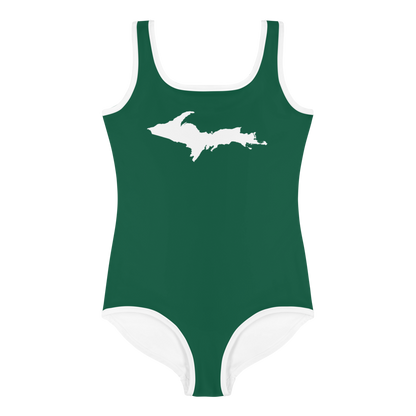 Michigan Upper Peninsula Toddler Swimsuit (w/ UP Outline) | Superior Green