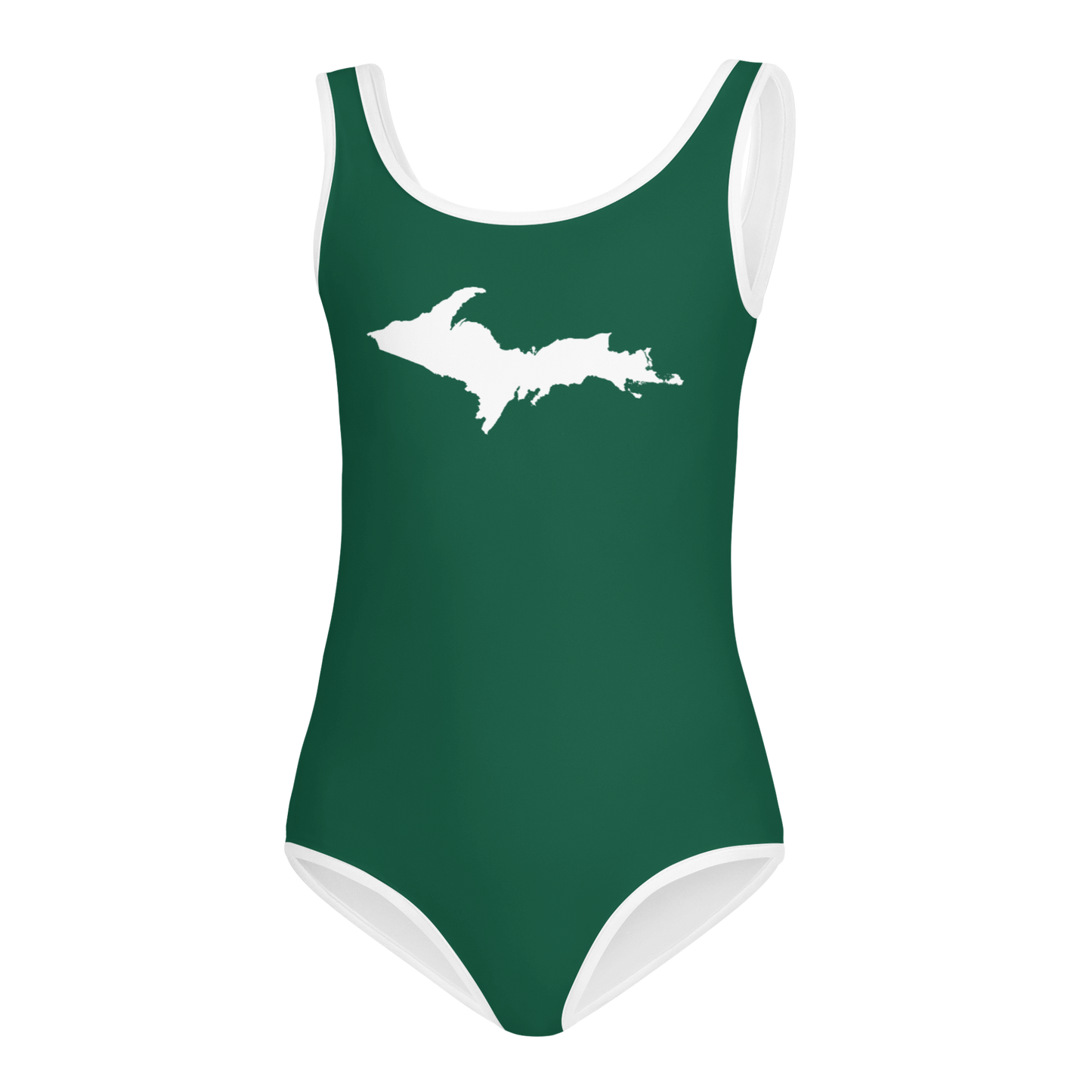 Michigan Upper Peninsula Toddler Swimsuit (w/ UP Outline) | Superior Green