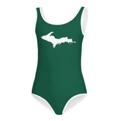 Michigan Upper Peninsula Toddler Swimsuit (w/ UP Outline) | Superior Green