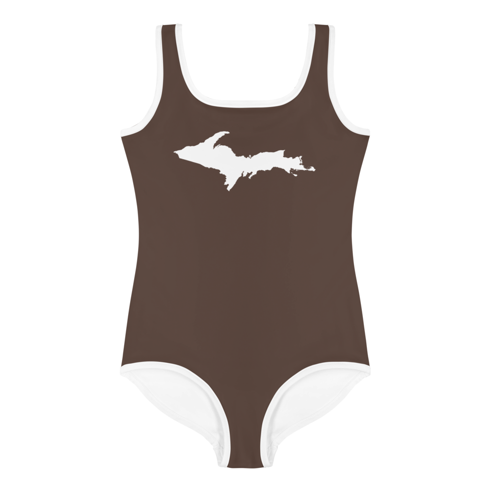 Michigan Upper Peninsula Toddler Swimsuit (w/ UP Outline) | Hickory Color