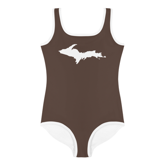 Michigan Upper Peninsula Toddler Swimsuit (w/ UP Outline) | Hickory Color