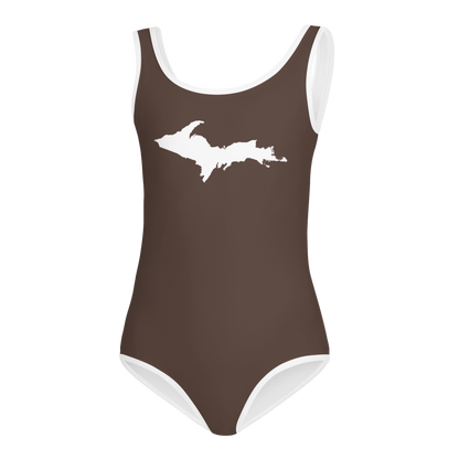 Michigan Upper Peninsula Toddler Swimsuit (w/ UP Outline) | Hickory Color