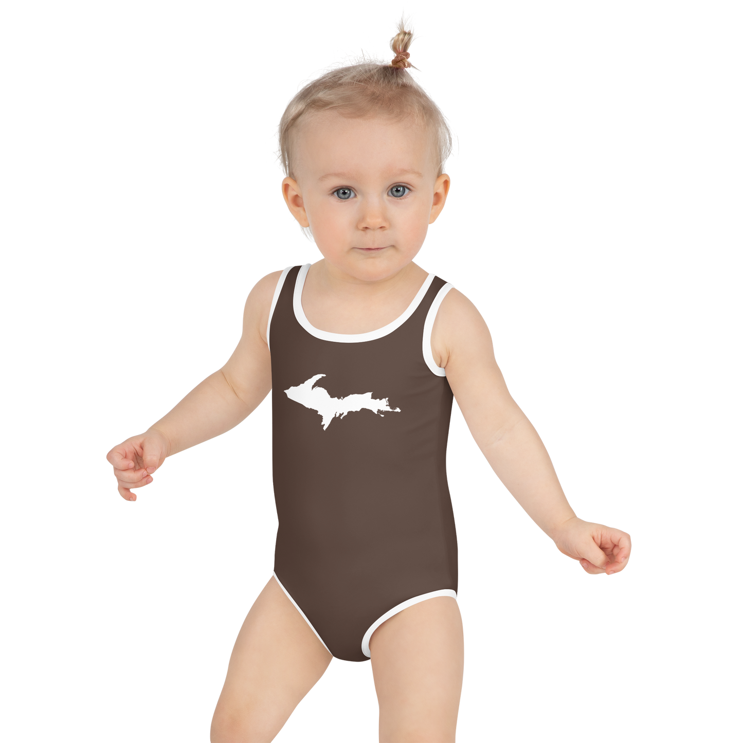 Michigan Upper Peninsula Toddler Swimsuit (w/ UP Outline) | Hickory Color