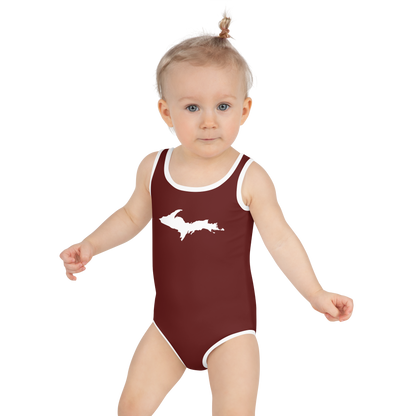 Michigan Upper Peninsula Toddler Swimsuit (w/ UP Outline) | Cherrywood