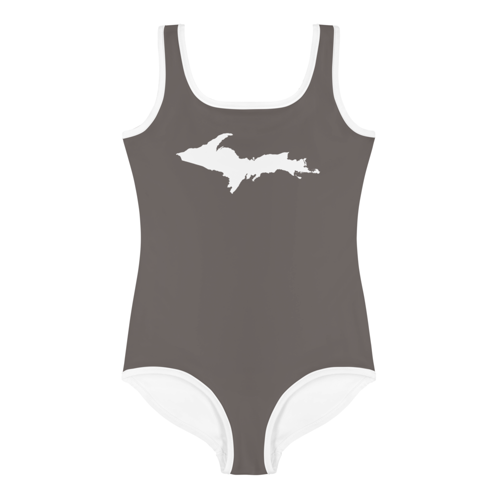 Michigan Upper Peninsula Toddler Swimsuit (w/ UP Outline) | Warren Tank Grey