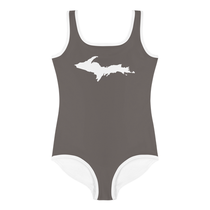 Michigan Upper Peninsula Toddler Swimsuit (w/ UP Outline) | Warren Tank Grey