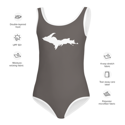 Michigan Upper Peninsula Toddler Swimsuit (w/ UP Outline) | Warren Tank Grey