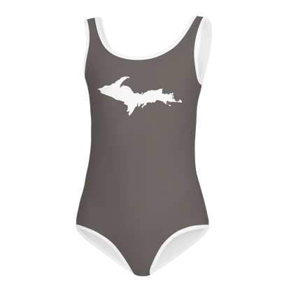 Michigan Upper Peninsula Toddler Swimsuit (w/ UP Outline) | Warren Tank Grey