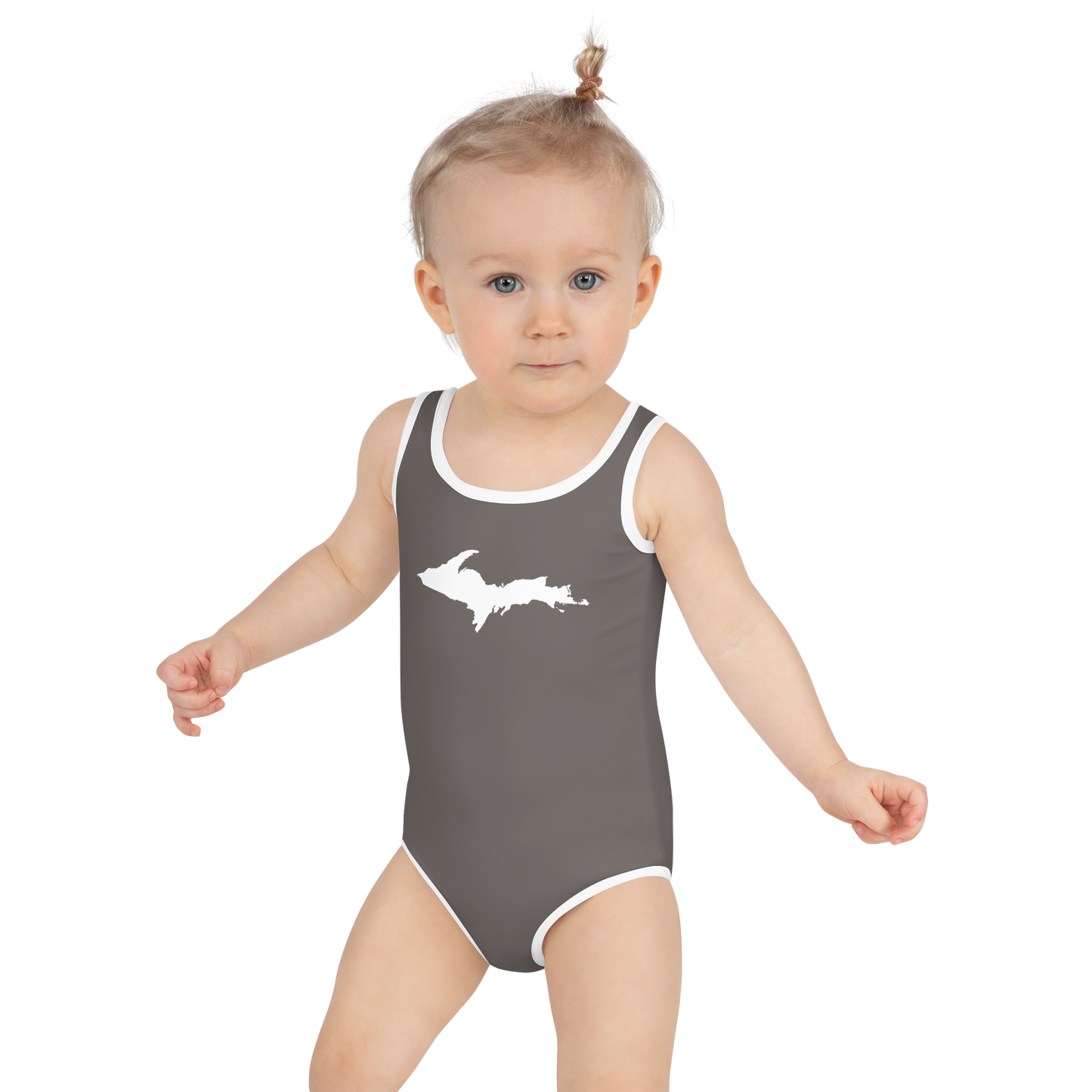 Michigan Upper Peninsula Toddler Swimsuit (w/ UP Outline) | Warren Tank Grey