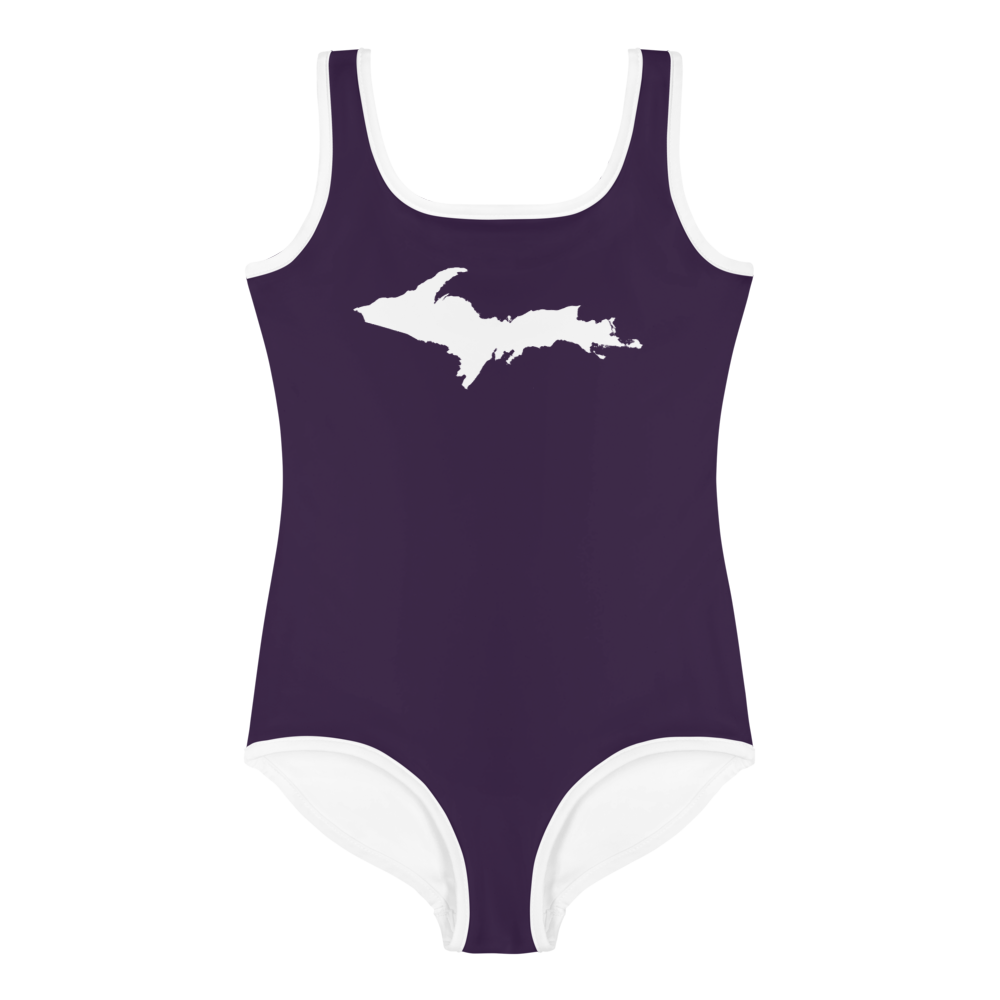 Michigan Upper Peninsula Toddler Swimsuit (w/ UP Outline) | Blackcurrant