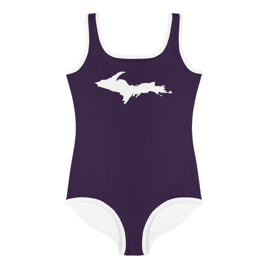 Michigan Upper Peninsula Toddler Swimsuit (w/ UP Outline) | Blackcurrant