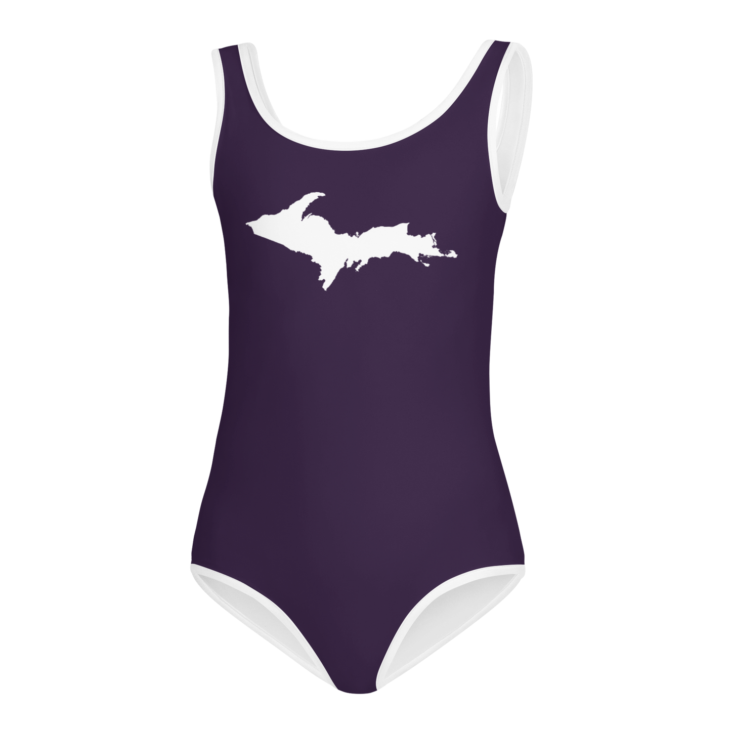 Michigan Upper Peninsula Toddler Swimsuit (w/ UP Outline) | Blackcurrant