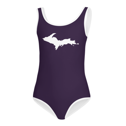 Michigan Upper Peninsula Toddler Swimsuit (w/ UP Outline) | Blackcurrant