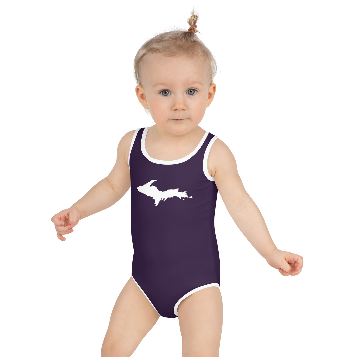 Michigan Upper Peninsula Toddler Swimsuit (w/ UP Outline) | Blackcurrant