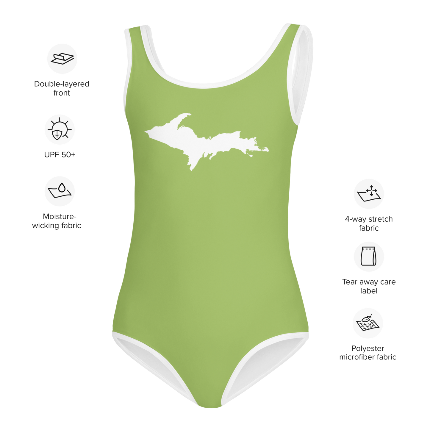 Michigan Upper Peninsula Toddler Swimsuit (w/ UP Outline) | Gooseberry Green