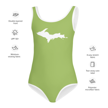 Michigan Upper Peninsula Toddler Swimsuit (w/ UP Outline) | Gooseberry Green