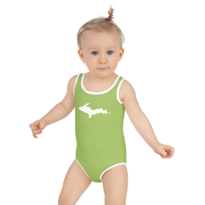 Michigan Upper Peninsula Toddler Swimsuit (w/ UP Outline) | Gooseberry Green