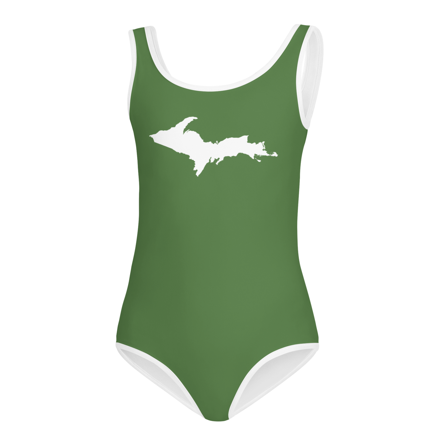 Michigan Upper Peninsula Toddler Swimsuit (w/ UP Outline) | Pine Green