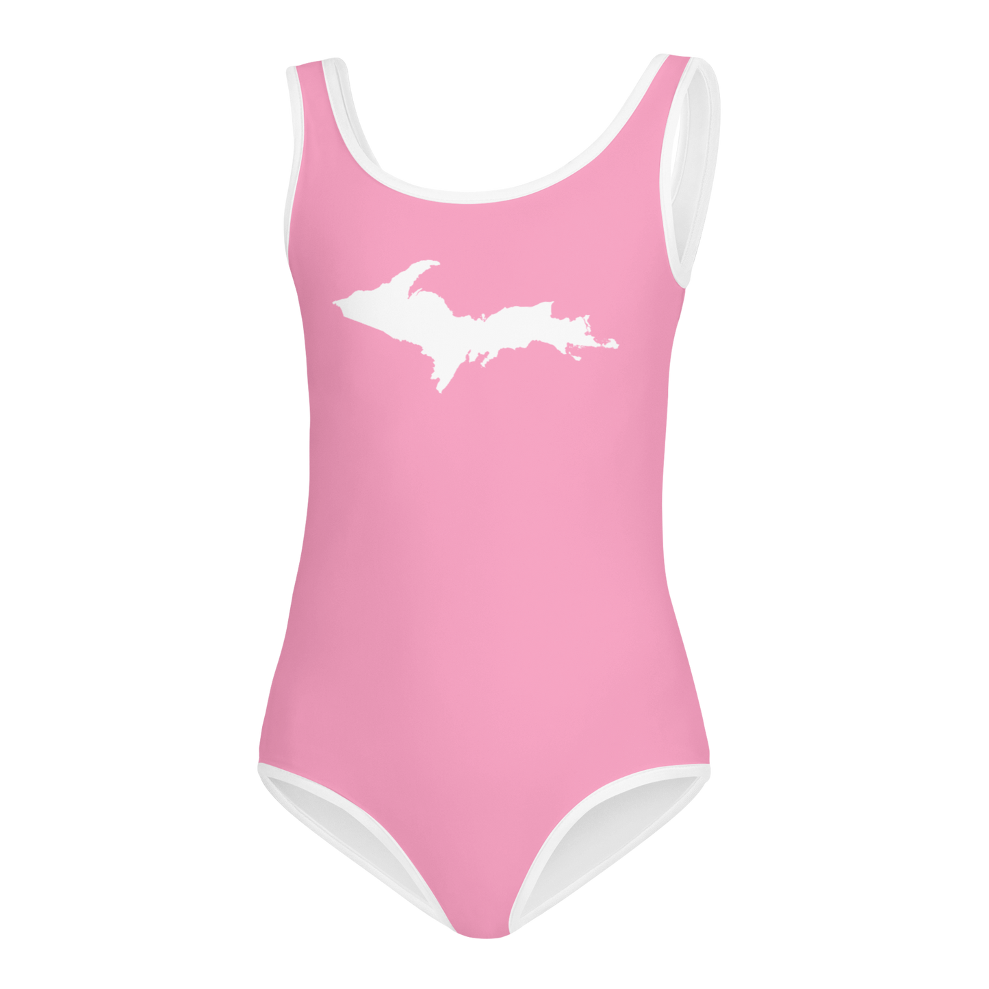 Michigan Upper Peninsula Toddler Swimsuit (w/ UP Outline) | '67 Caddie Pink