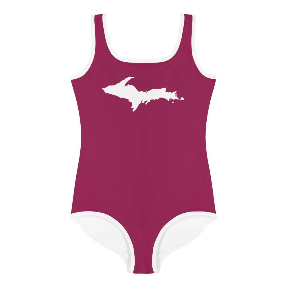 Michigan Upper Peninsula Toddler Swimsuit (w/ UP Outline) | Ruby Red