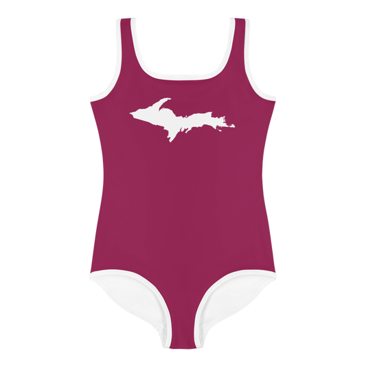 Michigan Upper Peninsula Toddler Swimsuit (w/ UP Outline) | Ruby Red