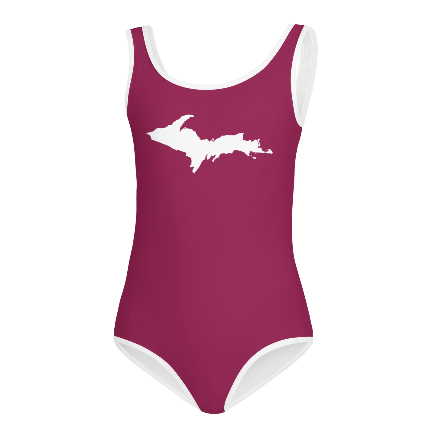 Michigan Upper Peninsula Toddler Swimsuit (w/ UP Outline) | Ruby Red