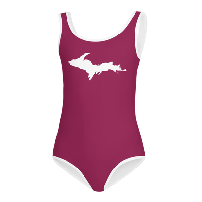 Michigan Upper Peninsula Toddler Swimsuit (w/ UP Outline) | Ruby Red