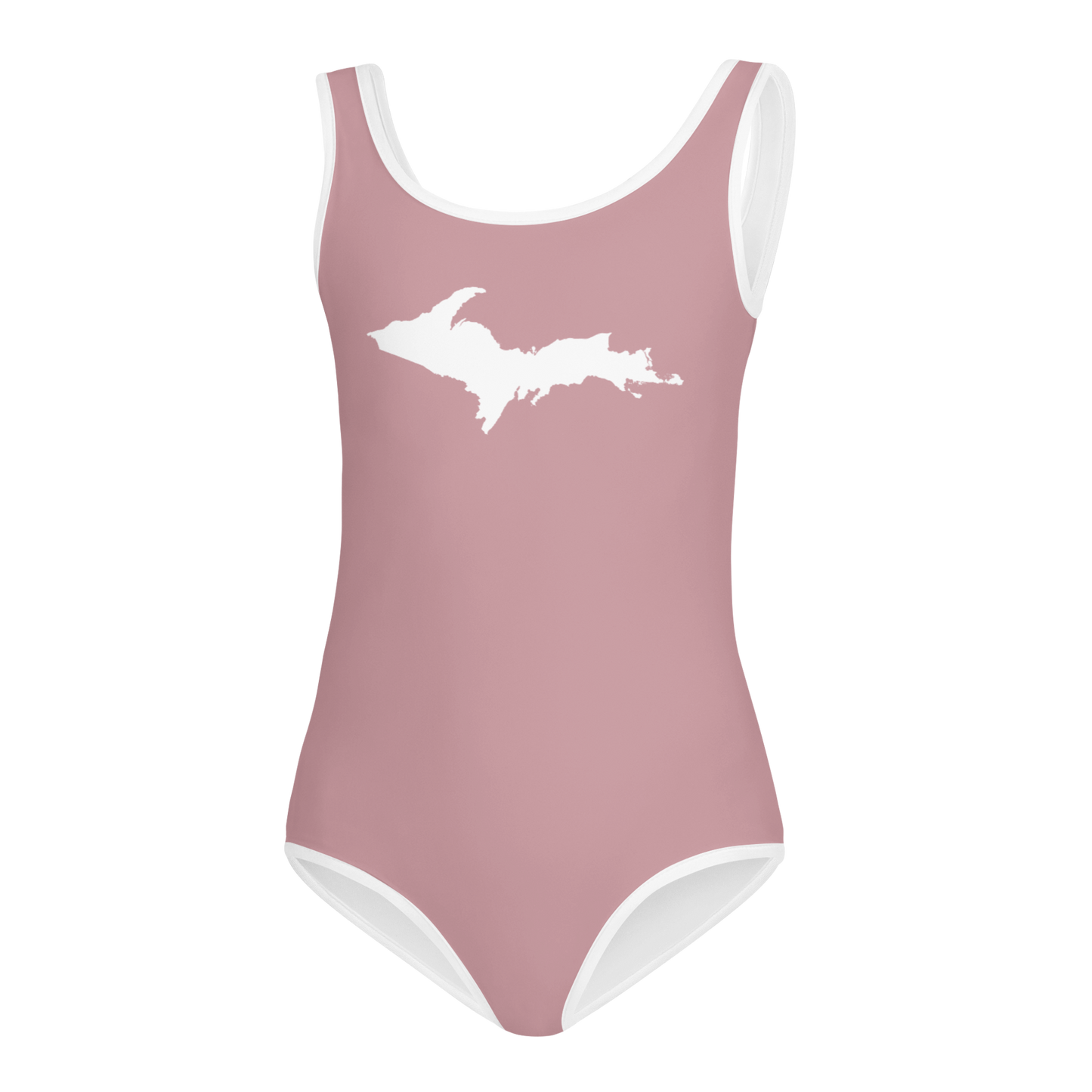 Michigan Upper Peninsula Toddler Swimsuit (w/ UP Outline) | Cherry Blossom Pink