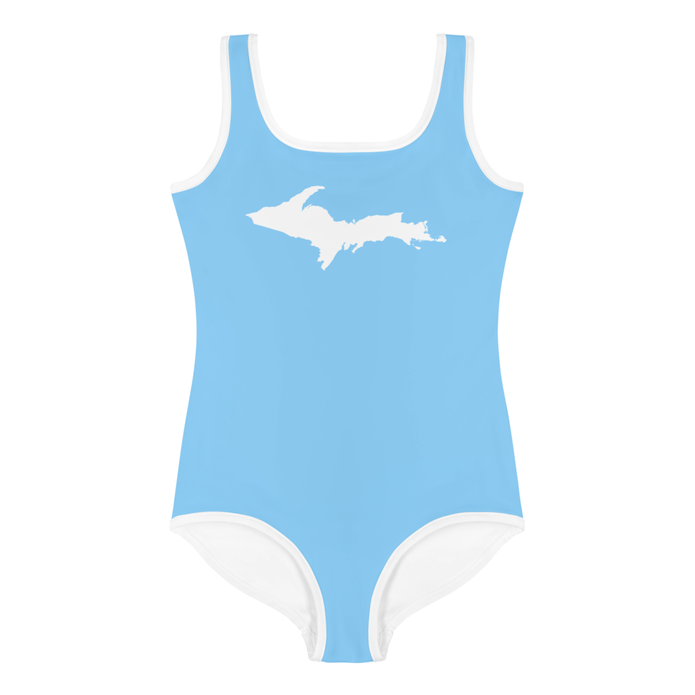 Michigan Upper Peninsula Toddler Swimsuit (w/ UP Outline) | DTW Blue