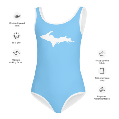 Michigan Upper Peninsula Toddler Swimsuit (w/ UP Outline) | DTW Blue