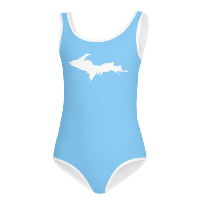 Michigan Upper Peninsula Toddler Swimsuit (w/ UP Outline) | DTW Blue