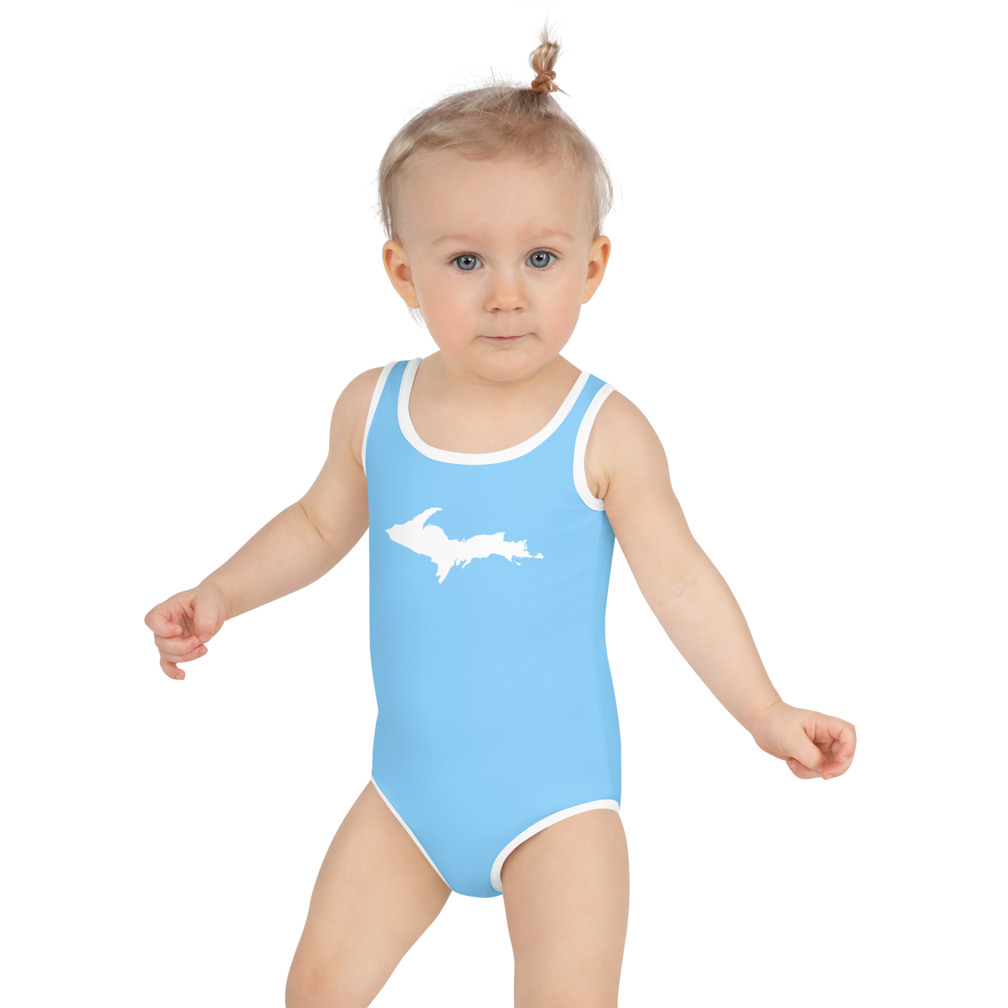 Michigan Upper Peninsula Toddler Swimsuit (w/ UP Outline) | DTW Blue