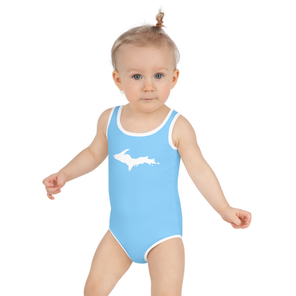 Michigan Upper Peninsula Toddler Swimsuit (w/ UP Outline) | DTW Blue