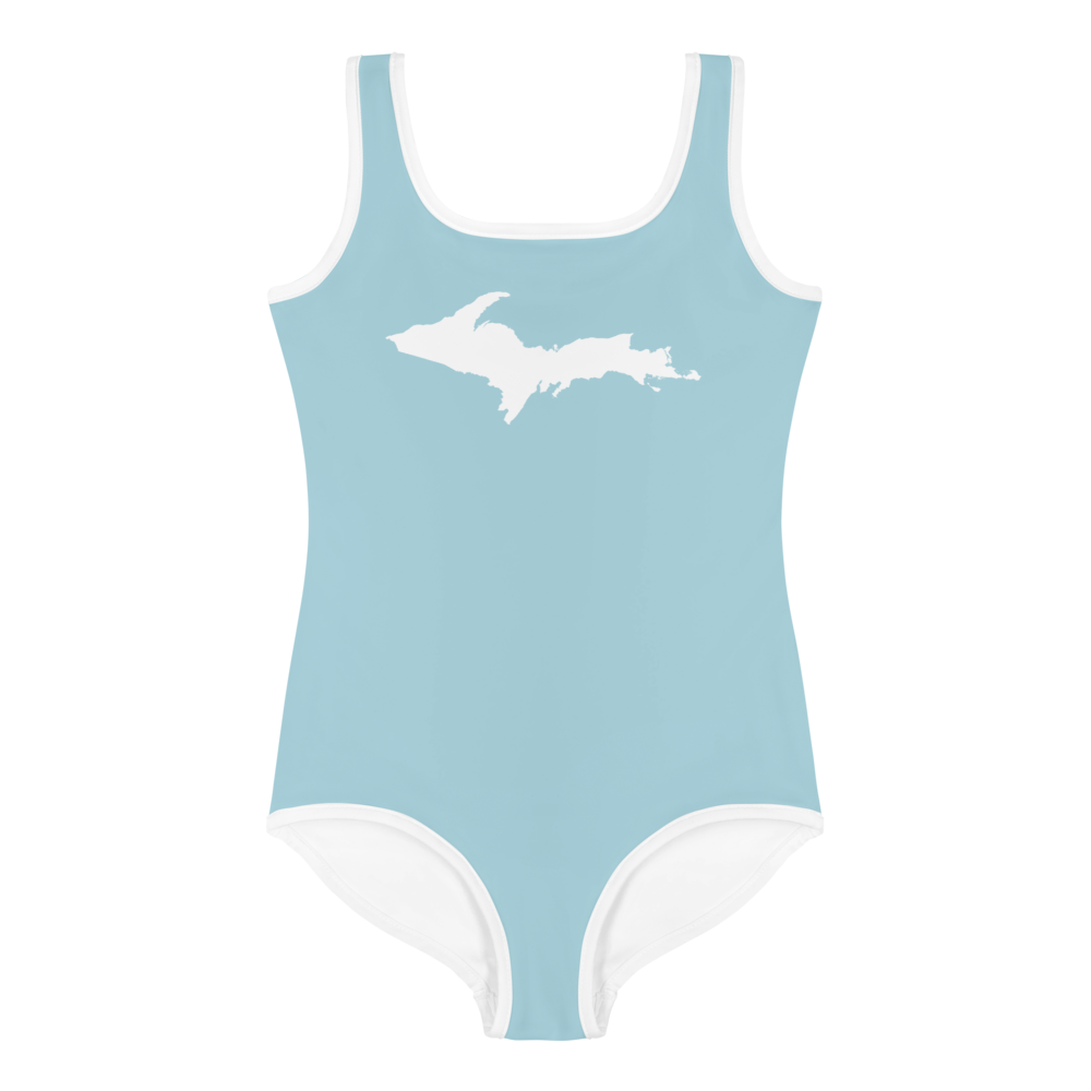 Michigan Upper Peninsula Toddler Swimsuit (w/ UP Outline) | '58 Caddie Blue