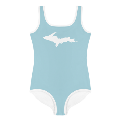 Michigan Upper Peninsula Toddler Swimsuit (w/ UP Outline) | '58 Caddie Blue