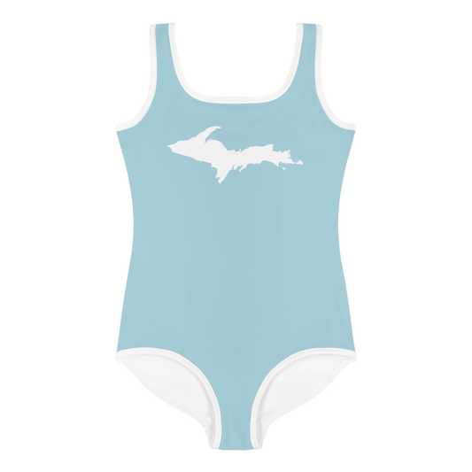 Michigan Upper Peninsula Toddler Swimsuit (w/ UP Outline) | '58 Caddie Blue