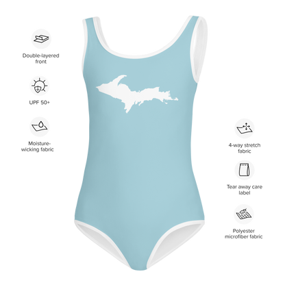 Michigan Upper Peninsula Toddler Swimsuit (w/ UP Outline) | '58 Caddie Blue